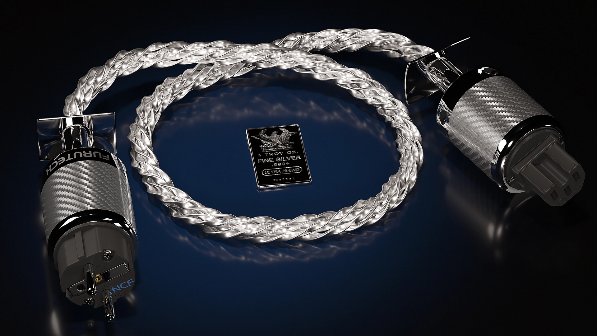 Elevate your audio experience with the 110V Power Cable MK-II, hand-forged from Fine Silver 999+ for authentic, crystal-clear sound.