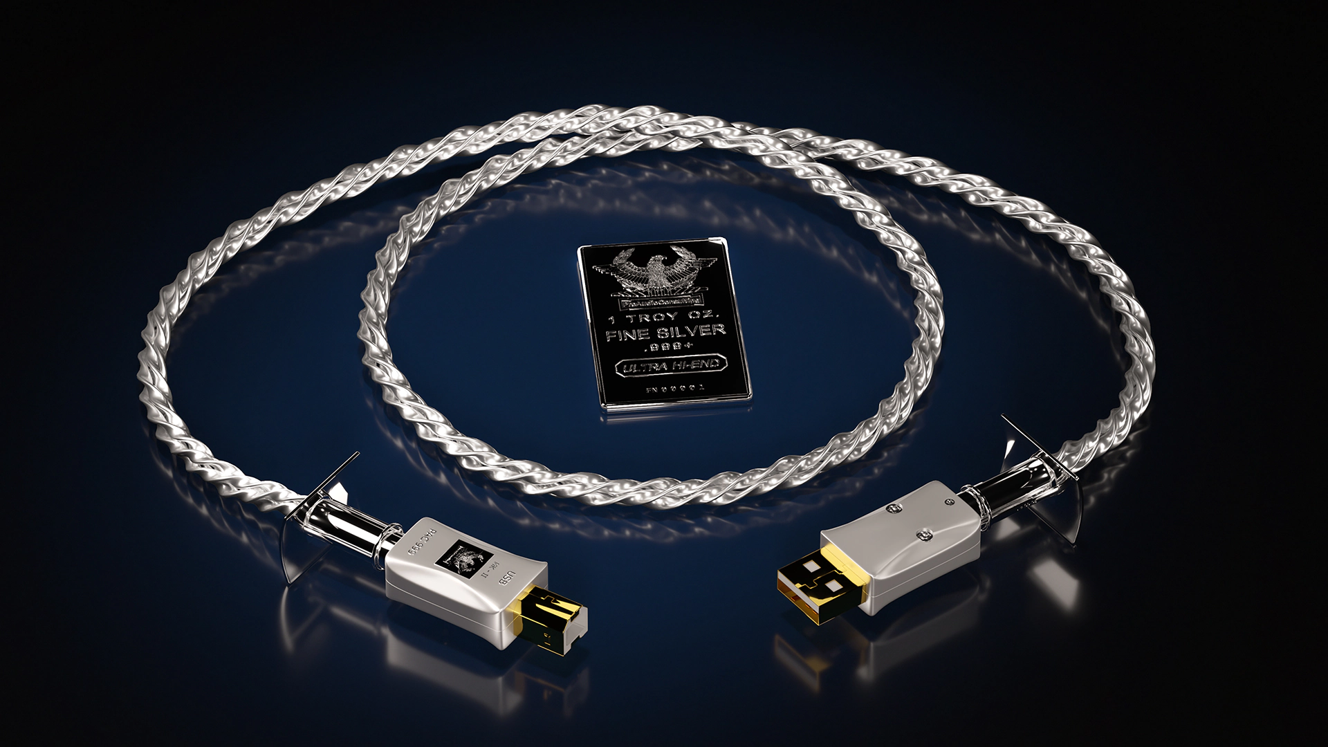 Bask in apex audio fidelity with this Fine Silver 999+ USB Cable MK-II, noted for minimal signal loss and unparalleled conductivity.