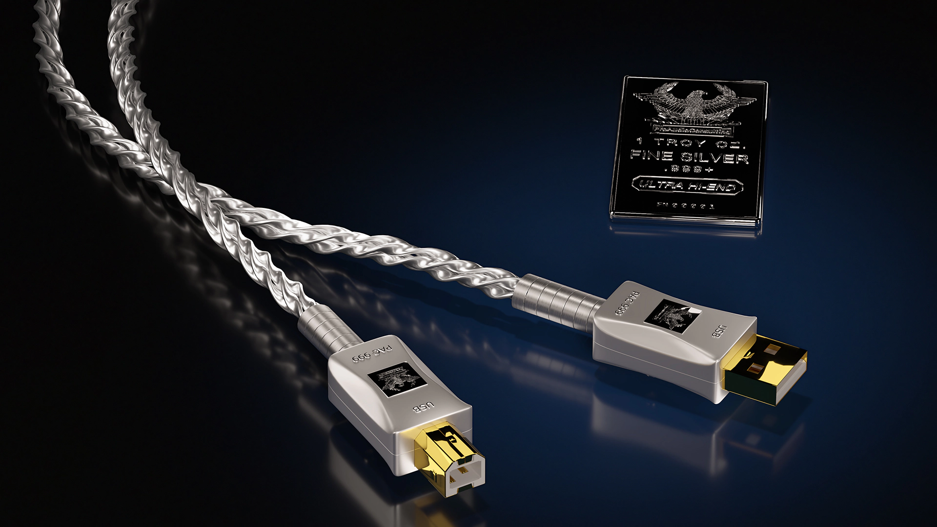 Indulge in refined treble and commanding bass with this Fine Silver 999+ USB cable, unveiling layers of sonic immersion.