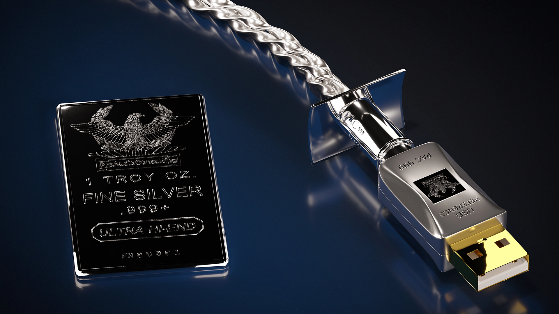 Beyond its technical excellence, our Fine Silver 999+ hand-forged USB REFERENCE Cable offers robust endurance and sleek style.